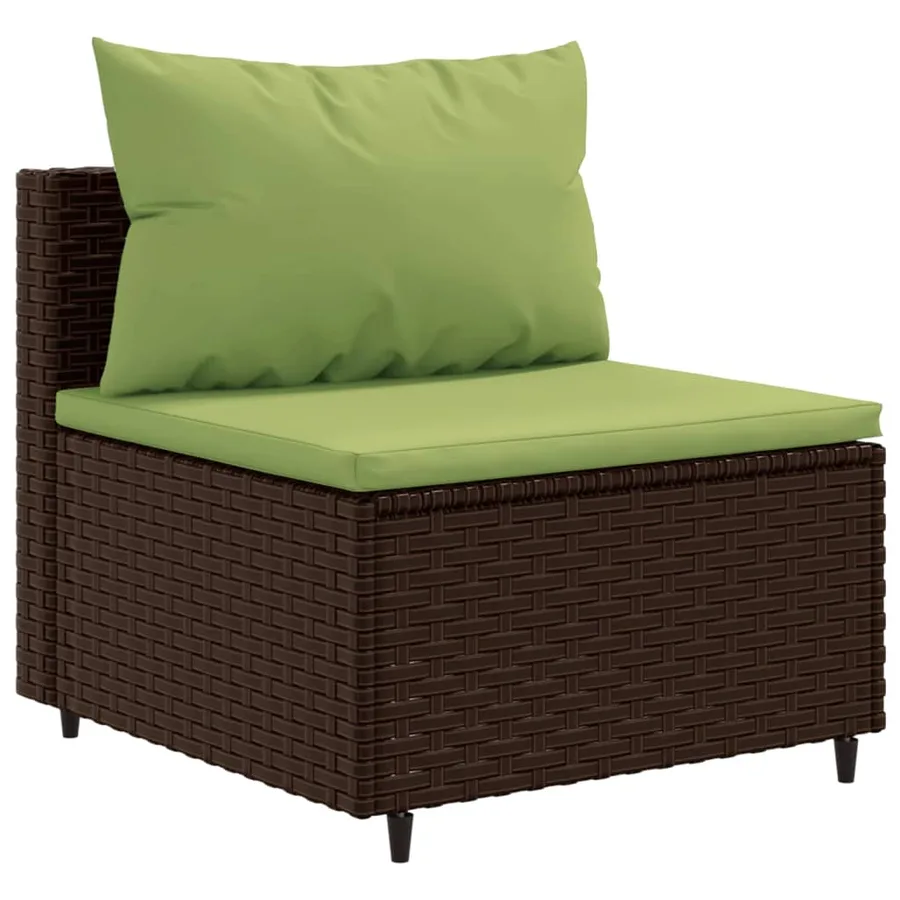 Salon de jardin 6 pcs avec coussins Marron Résine tressée - 3