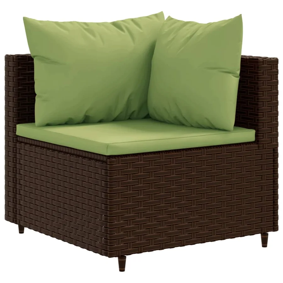 Salon de jardin 6 pcs avec coussins Marron Résine tressée - 5