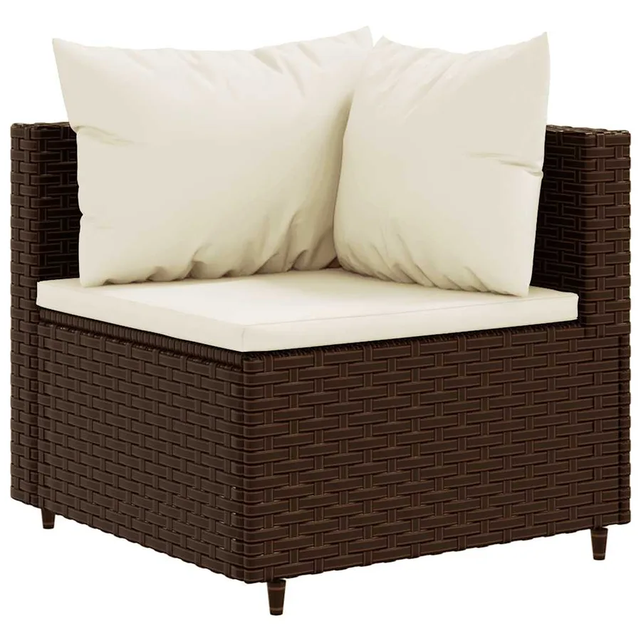 Salon de jardin 5 pcs avec coussins Marron Résine tressée - 3