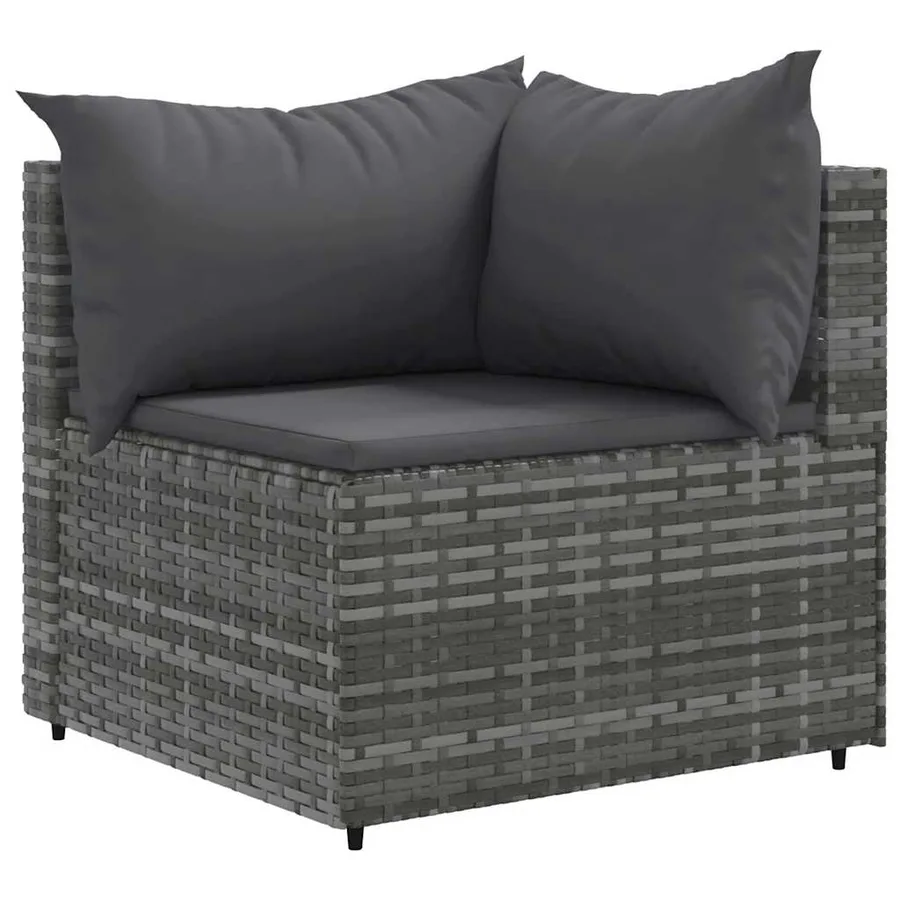 Salon de jardin 6 pcs avec coussins Gris Résine tressée - 3