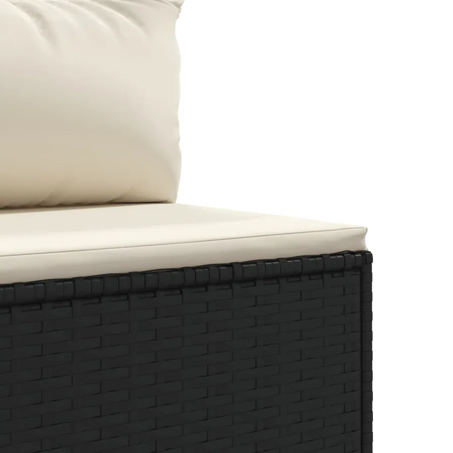 Salon de jardin 4 pcs avec coussins Noir Résine tressée - 8
