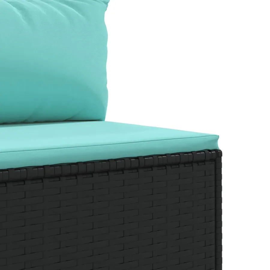 Salon de jardin 4 pcs avec coussins Noir Résine tressée - 5