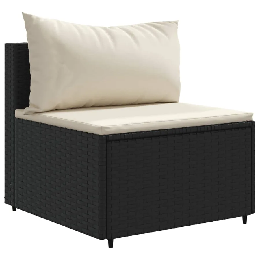 Salon de jardin 5 pcs avec coussins Noir Résine tressée - 4