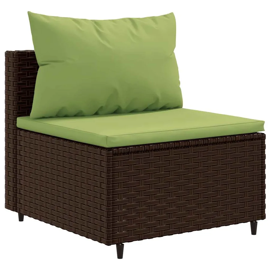 Salon de jardin avec coussins 7 pcs marron résine tressée - 4