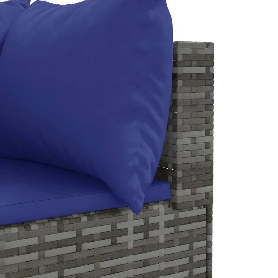 Salon de jardin 5 pcs avec coussins Gris Résine tressée - 6