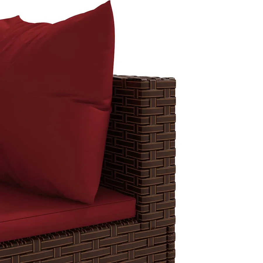 Salon de jardin avec coussins 7 pcs marron résine tressée - 7