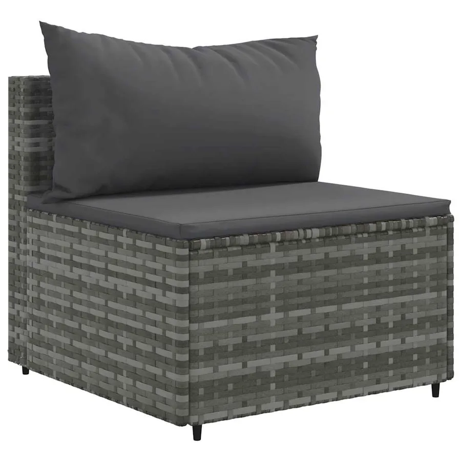 Salon de jardin 4 pcs avec coussins Gris Résine tressée - 4