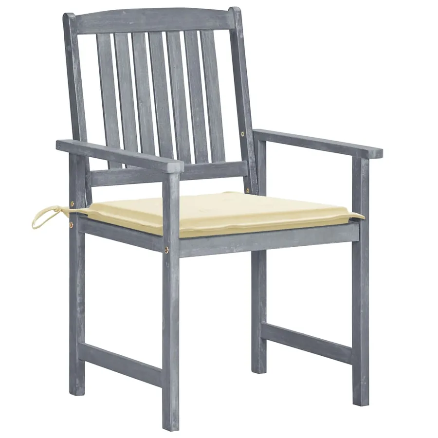 Chaises de jardin et coussins lot de 6 Bois acacia massif Gris - 2