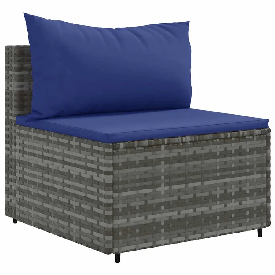 Salon de jardin 5 pcs avec coussins Gris Résine tressée - 4