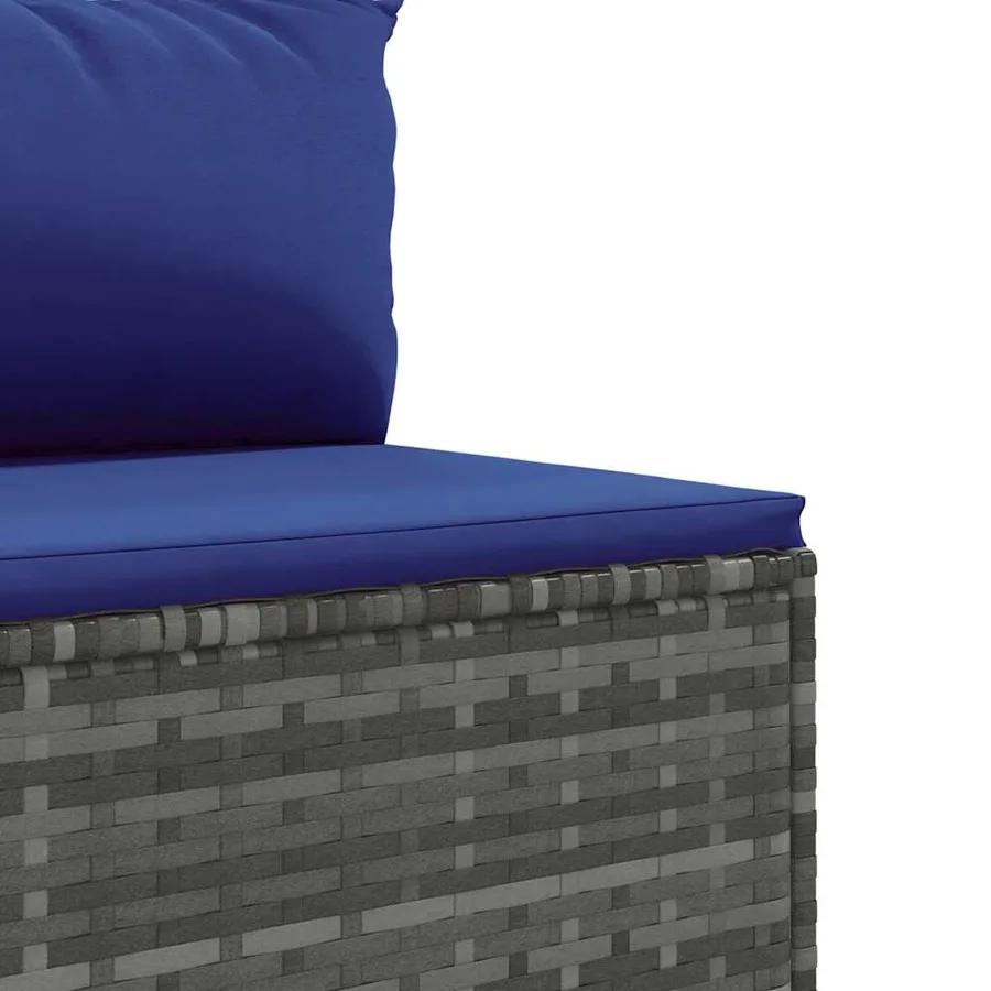 Salon de jardin 5 pcs avec coussins Gris Résine tressée - 5
