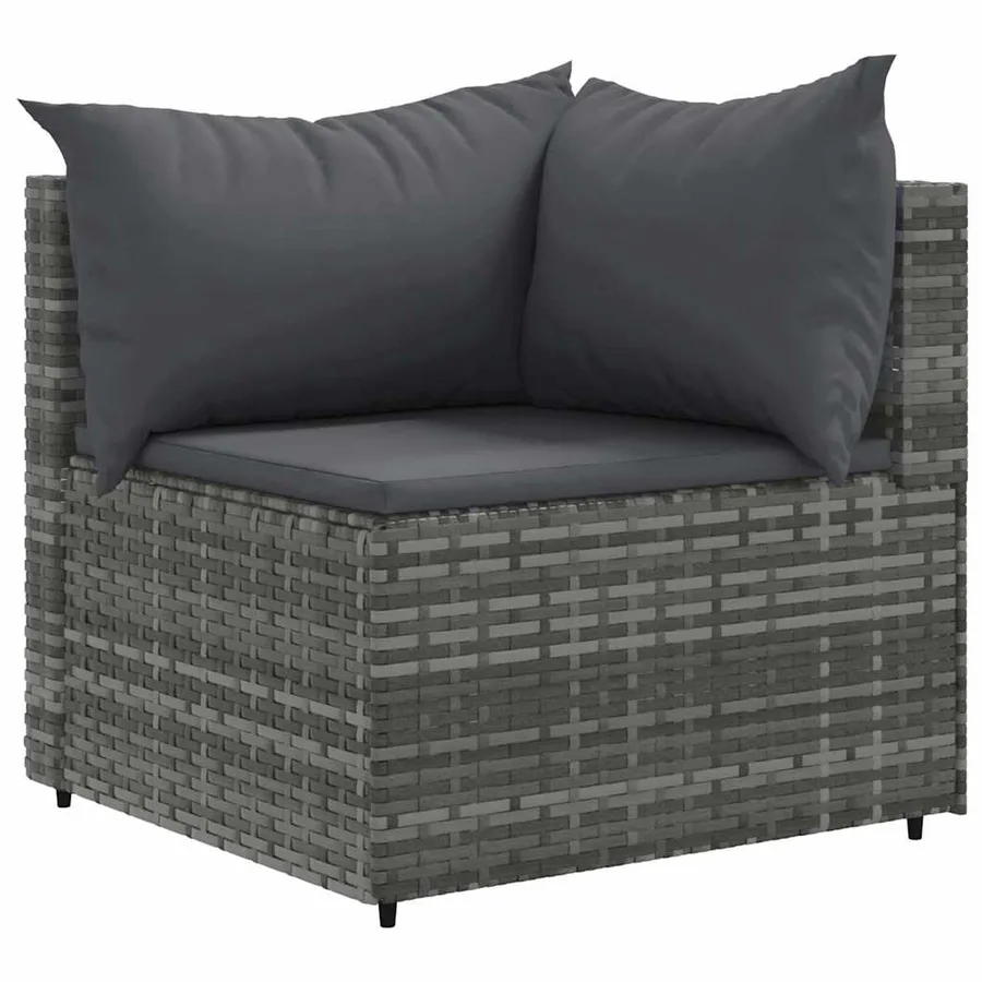 Salon de jardin 9 pcs avec coussins Gris Résine tressée - 3