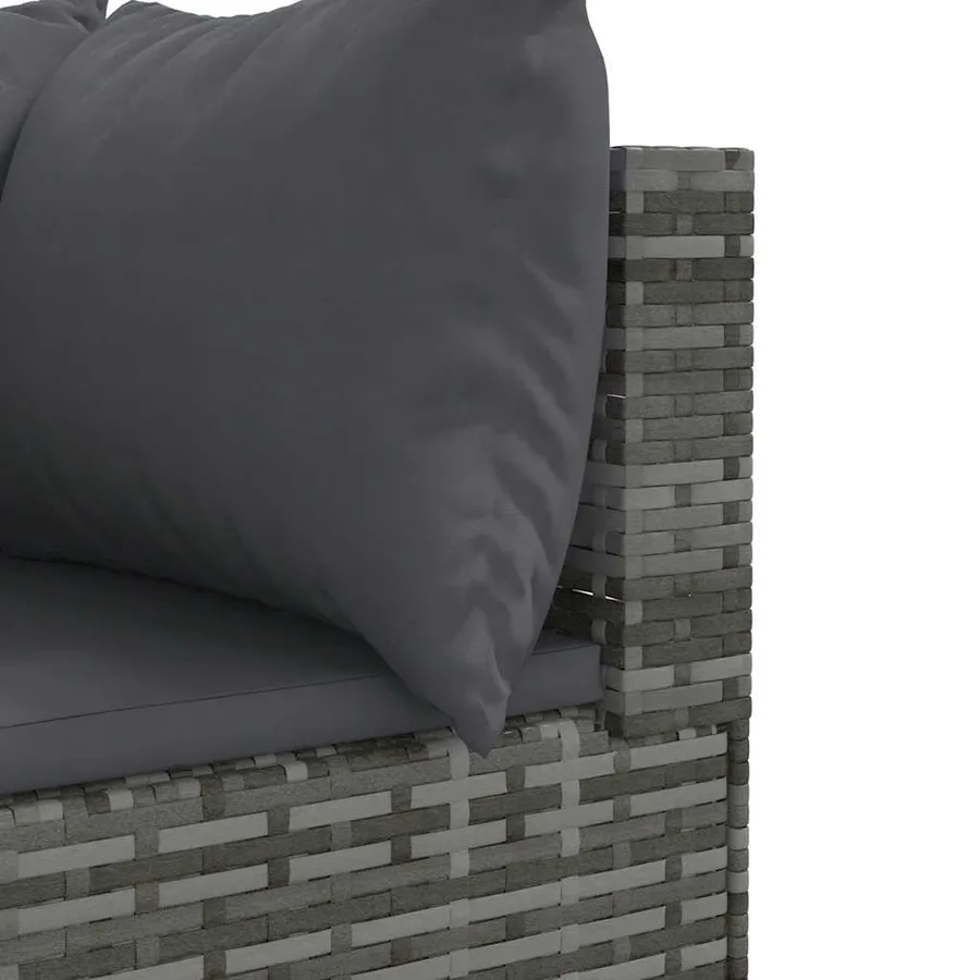 Salon de jardin 9 pcs avec coussins Gris Résine tressée - 7