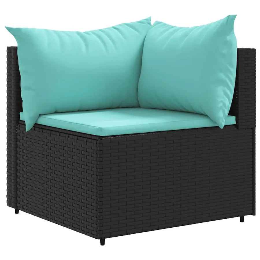 Salon de jardin 7 pcs avec coussins Noir Résine tressée 63 x 63 x 57,5 cm - 48,6 kg - 3
