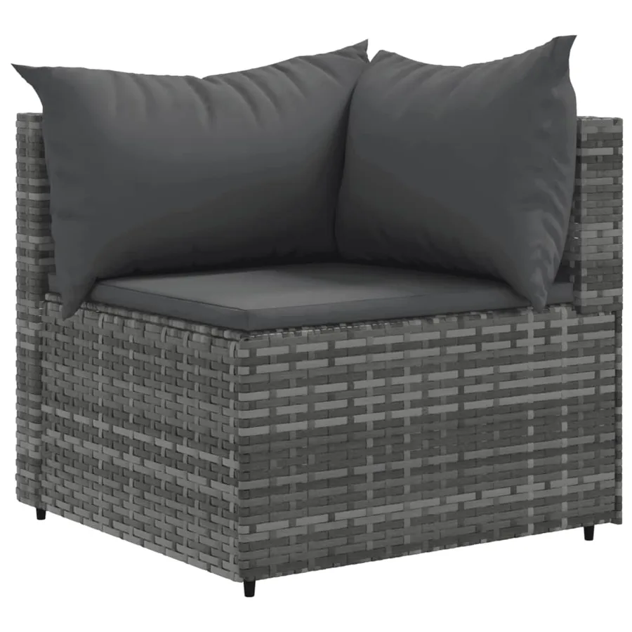 Salon de jardin 10 pcs avec coussins Gris Résine tressée - 3