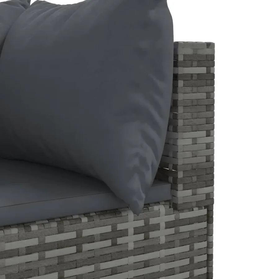 Salon de jardin 10 pcs avec coussins Gris Résine tressée - 6