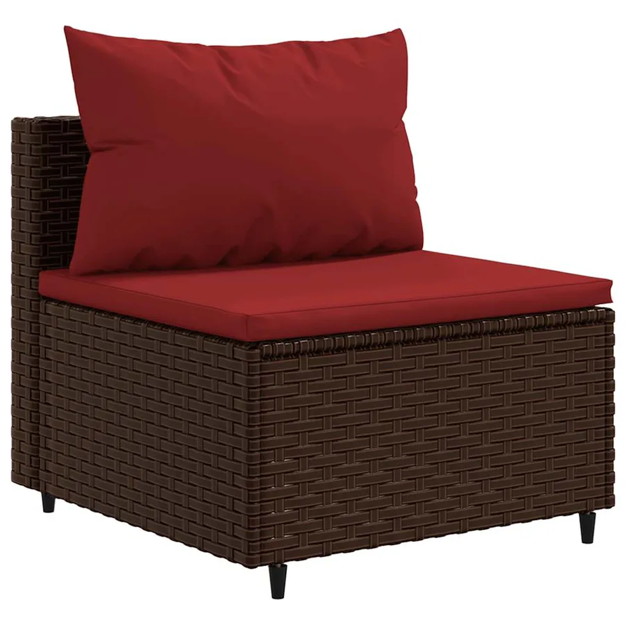 Salon de jardin avec coussins 7 pcs marron résine tressée - 4