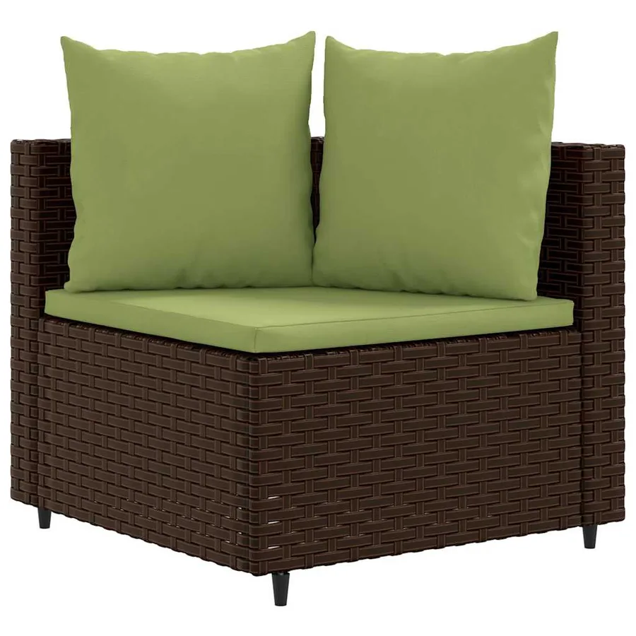 Salon de jardin avec coussins 6 pcs marron résine tressée - 3