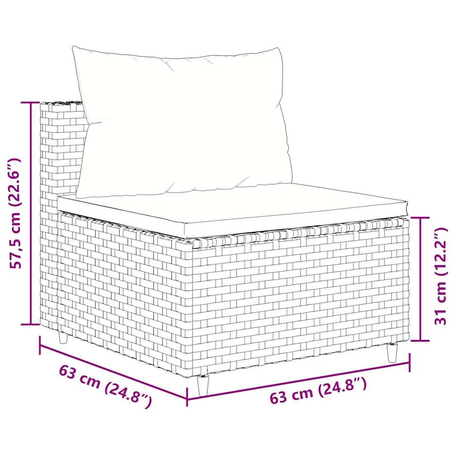 Salon de jardin avec coussins 7 pcs gris résine tressée - 11