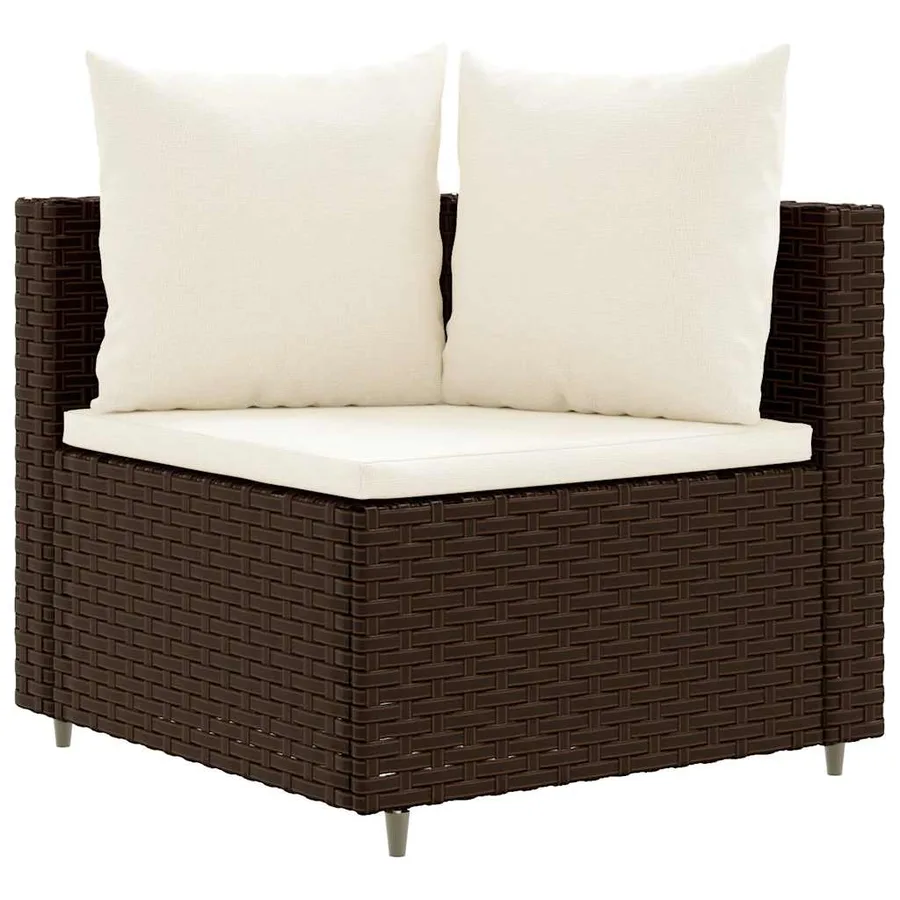 Salon de jardin 8 pcs avec coussins marron résine tressée - 3