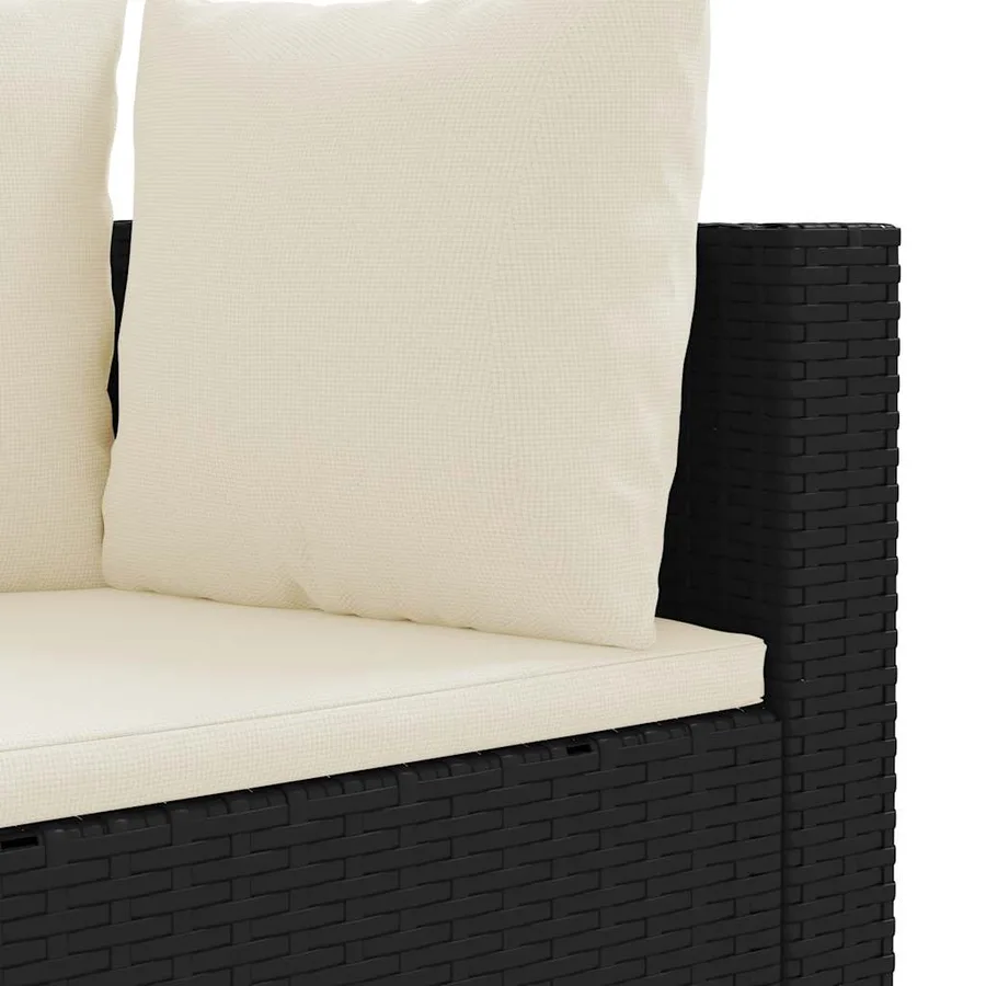 Salon de jardin 3 pcs avec coussins noir résine tressée - 5