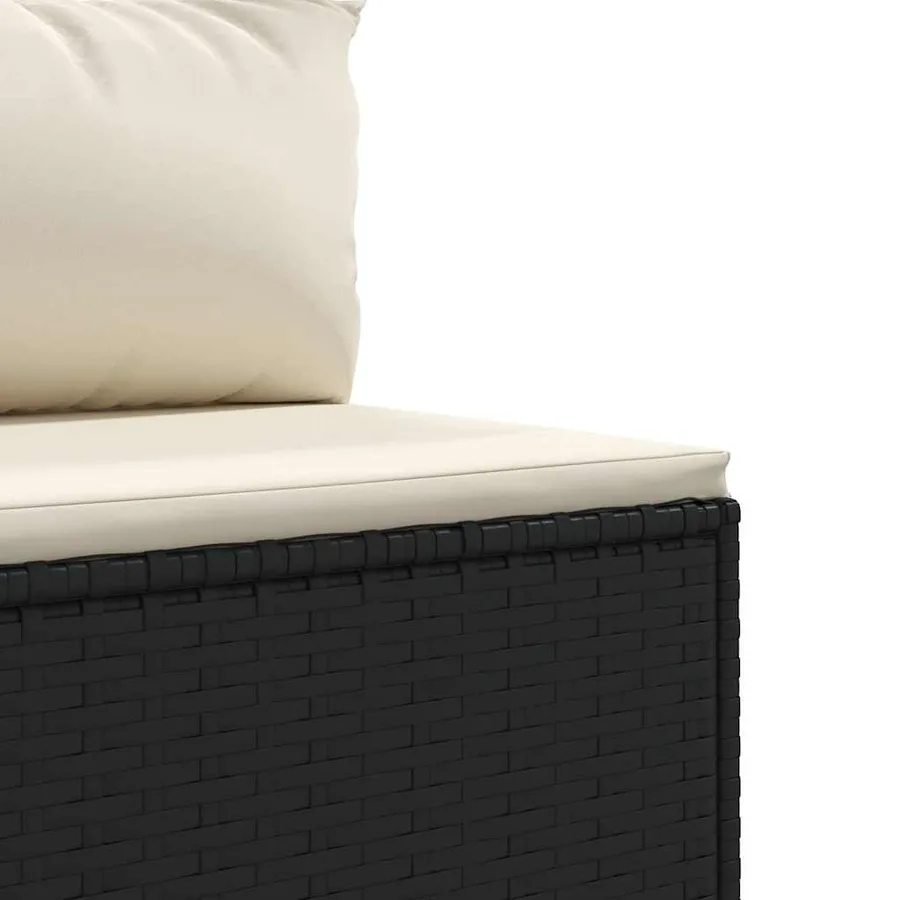 Salon de jardin 3 pcs avec coussins noir résine tressée - 6