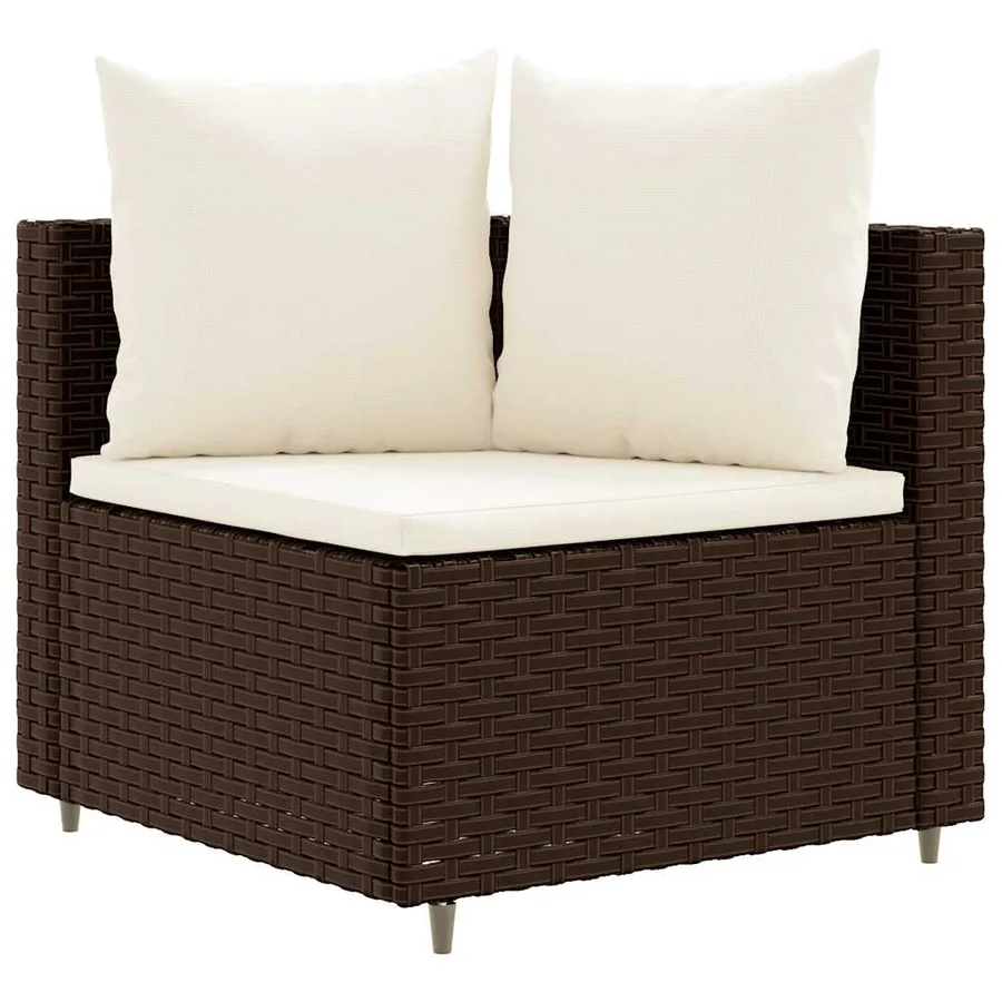 Salon de jardin avec coussins 6 pcs marron résine tressée - 3