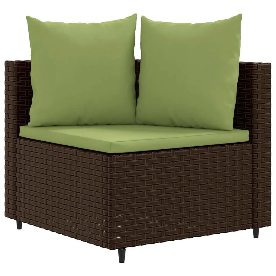 Salon de jardin avec coussins 6 pcs marron résine tressée - 3