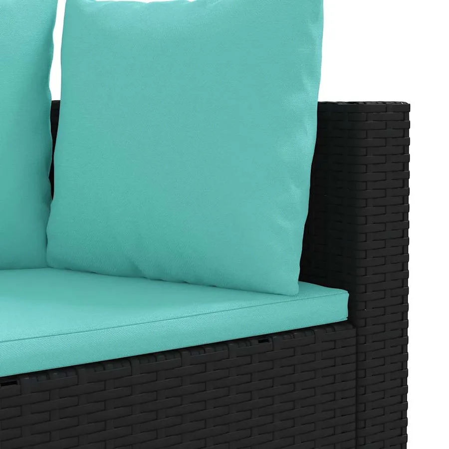 Salon de jardin 4 pcs avec coussins noir résine tressée - 5