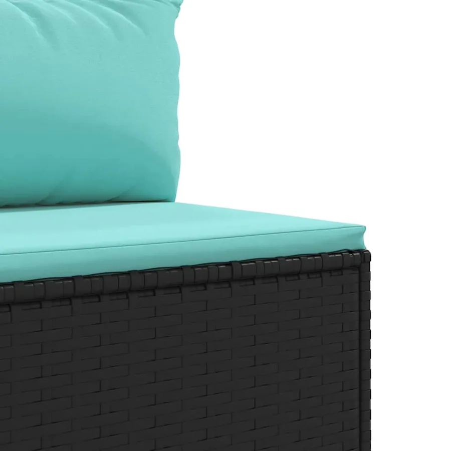 Salon de jardin 4 pcs avec coussins noir résine tressée - 6