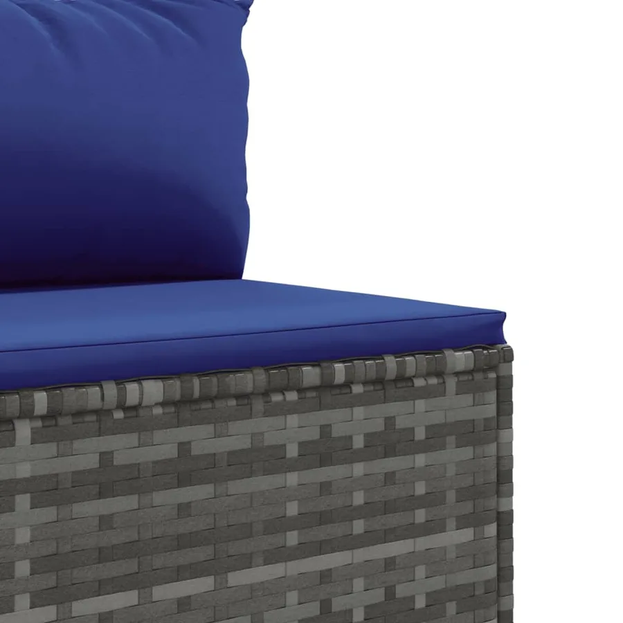 Salon de jardin avec coussins 10 pcs gris résine tressée - 6
