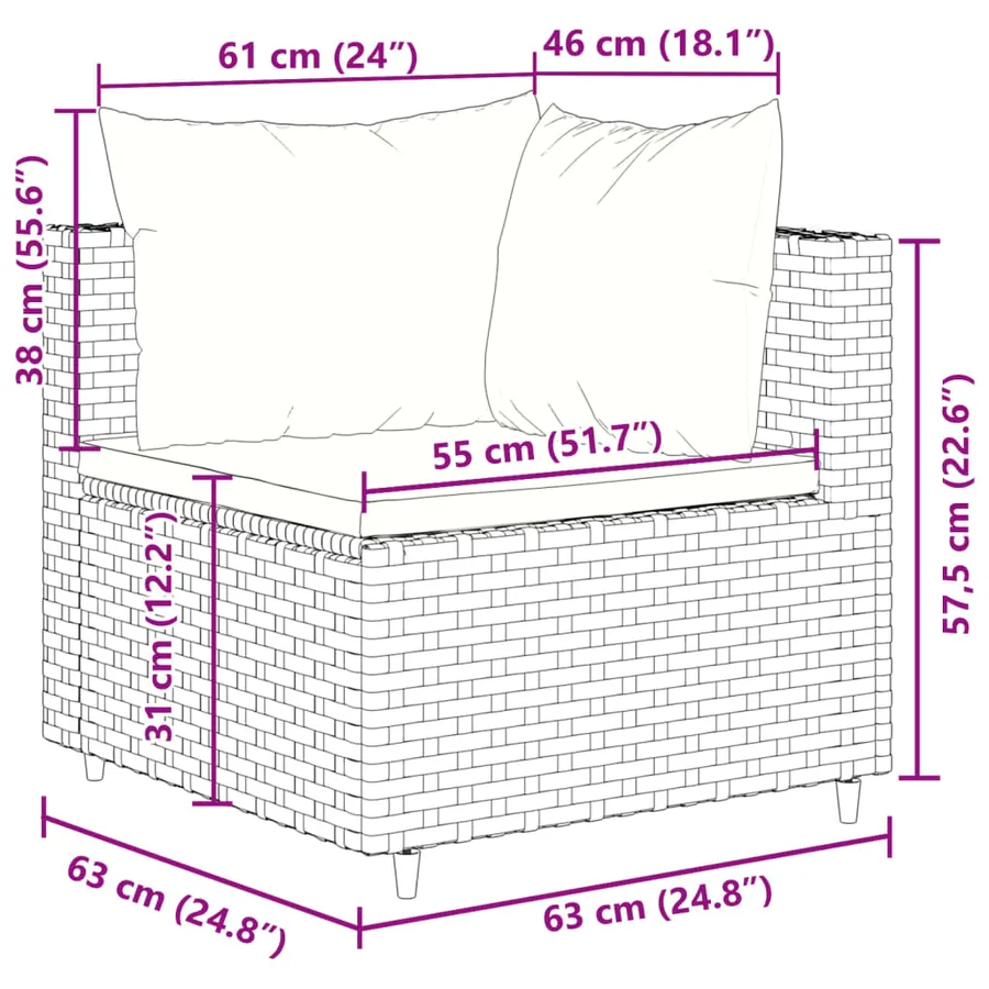 Salon de jardin avec coussins 10 pcs gris résine tressée - 8