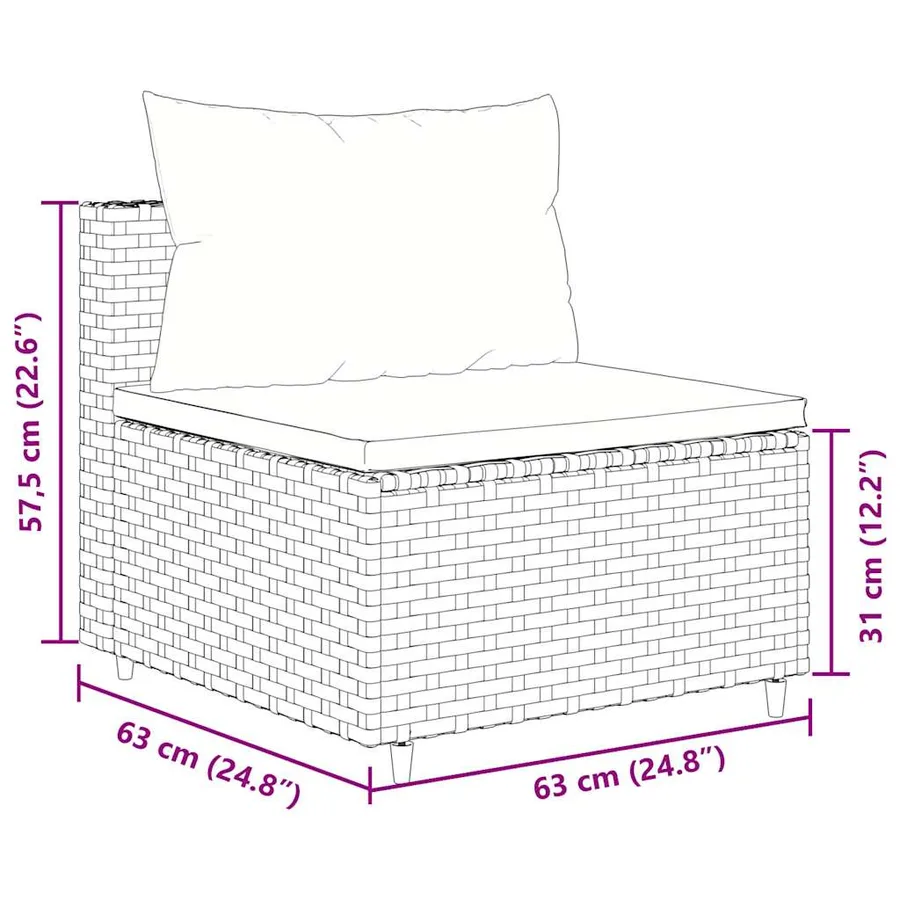 Salon de jardin 10 pcs avec coussins marron résine tressée - 12