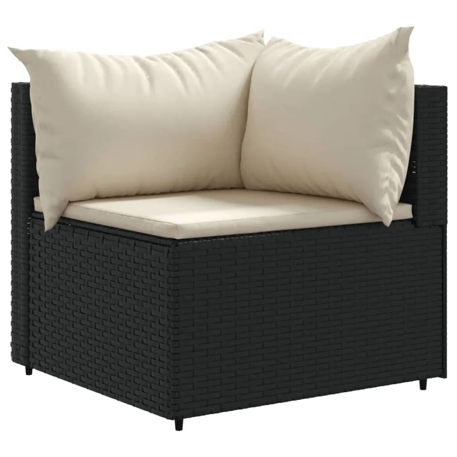 Salon de jardin 9 pcs avec coussins noir résine tressée - 3