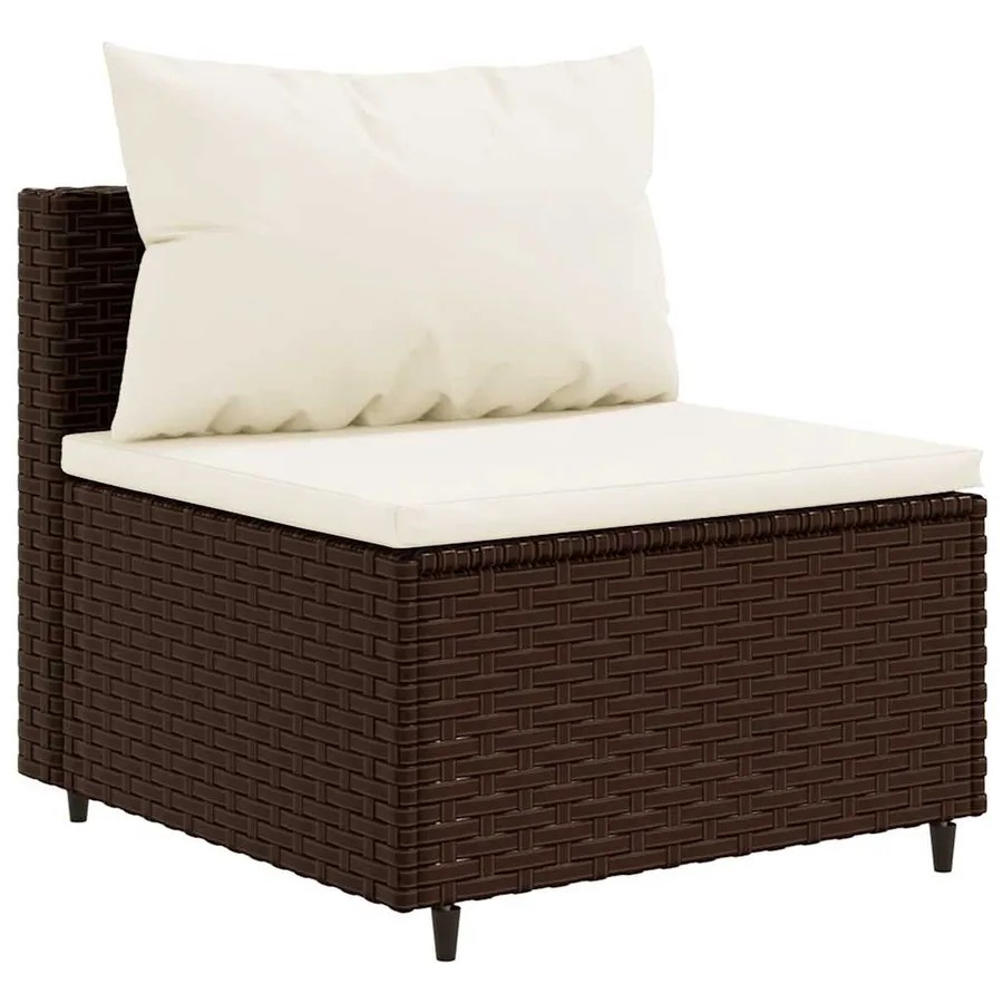 Salon de jardin 4 pcs avec coussins marron résine tressée - 4