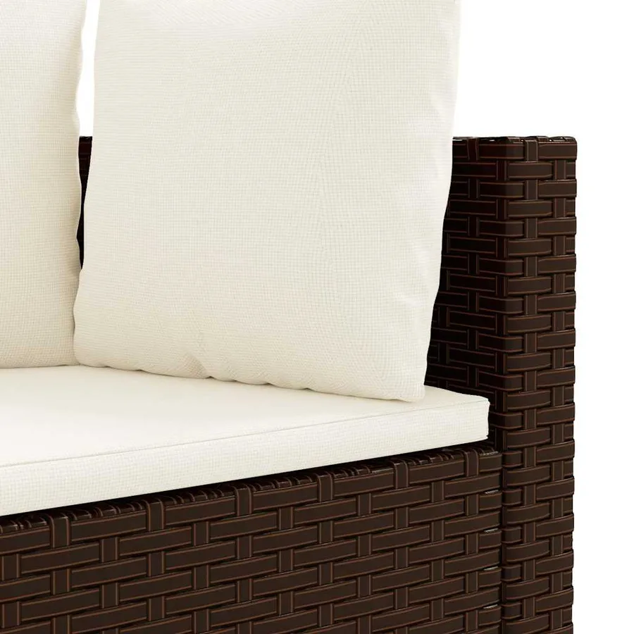 Salon de jardin 4 pcs avec coussins marron résine tressée - 5