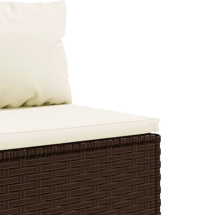 Salon de jardin 4 pcs avec coussins marron résine tressée - 6