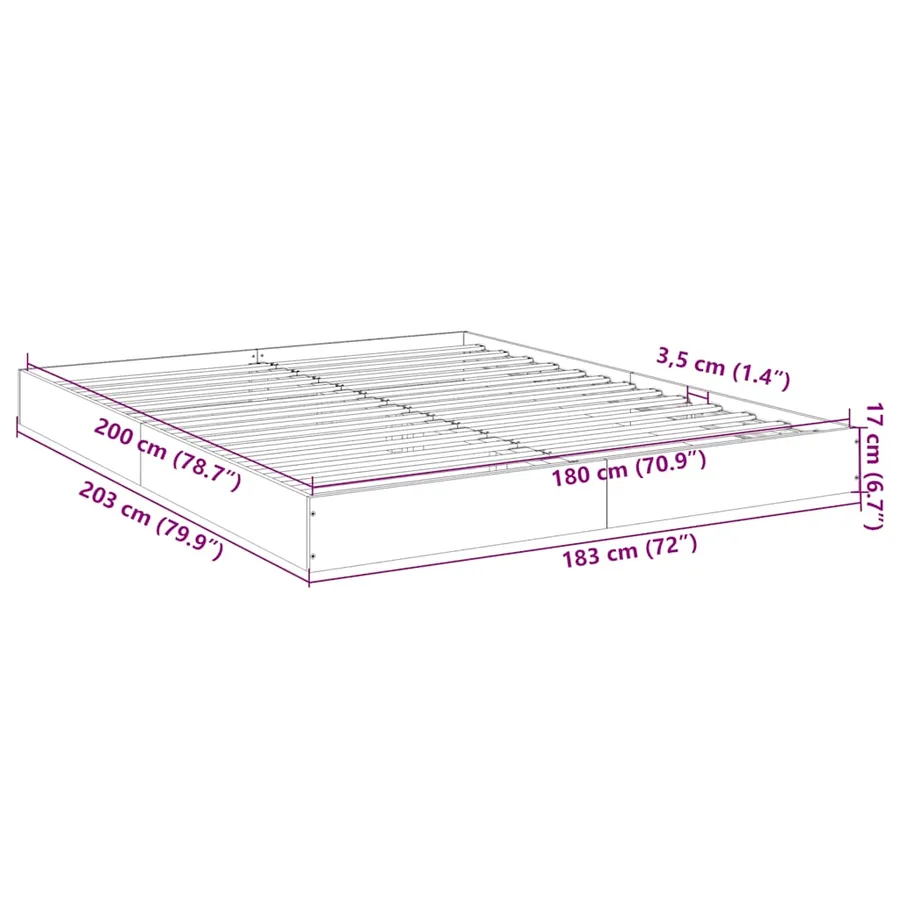 Cadre de lit sans matelas sonoma gris 180x200 cm - 10