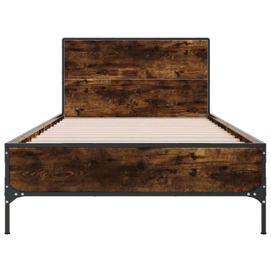 Cadre de lit sans matelas chêne fumé 90x200 cm - 4