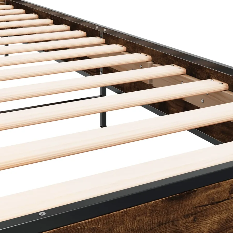 Cadre de lit sans matelas chêne fumé 90x200 cm - 7