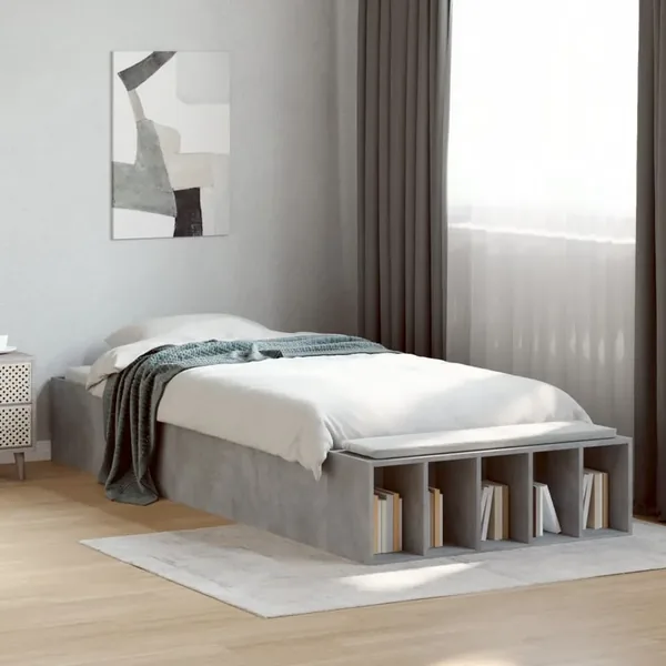 Cadre de lit sans matelas gris béton 90x190 cm