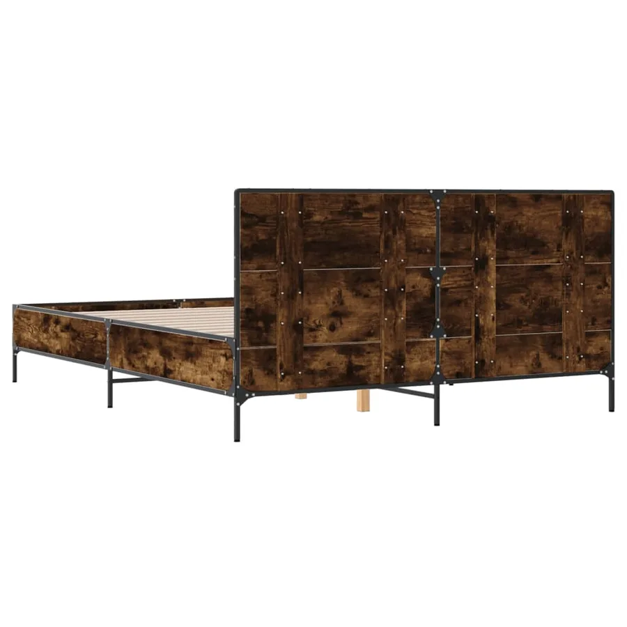 Cadre de lit sans matelas chêne fumé 150x200 cm - 6