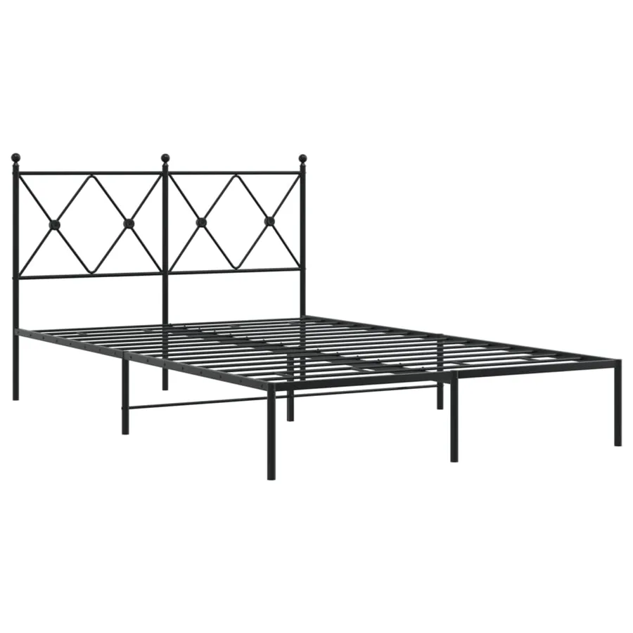 Cadre de lit métal sans matelas avec tête de lit noir 120x200cm - 3
