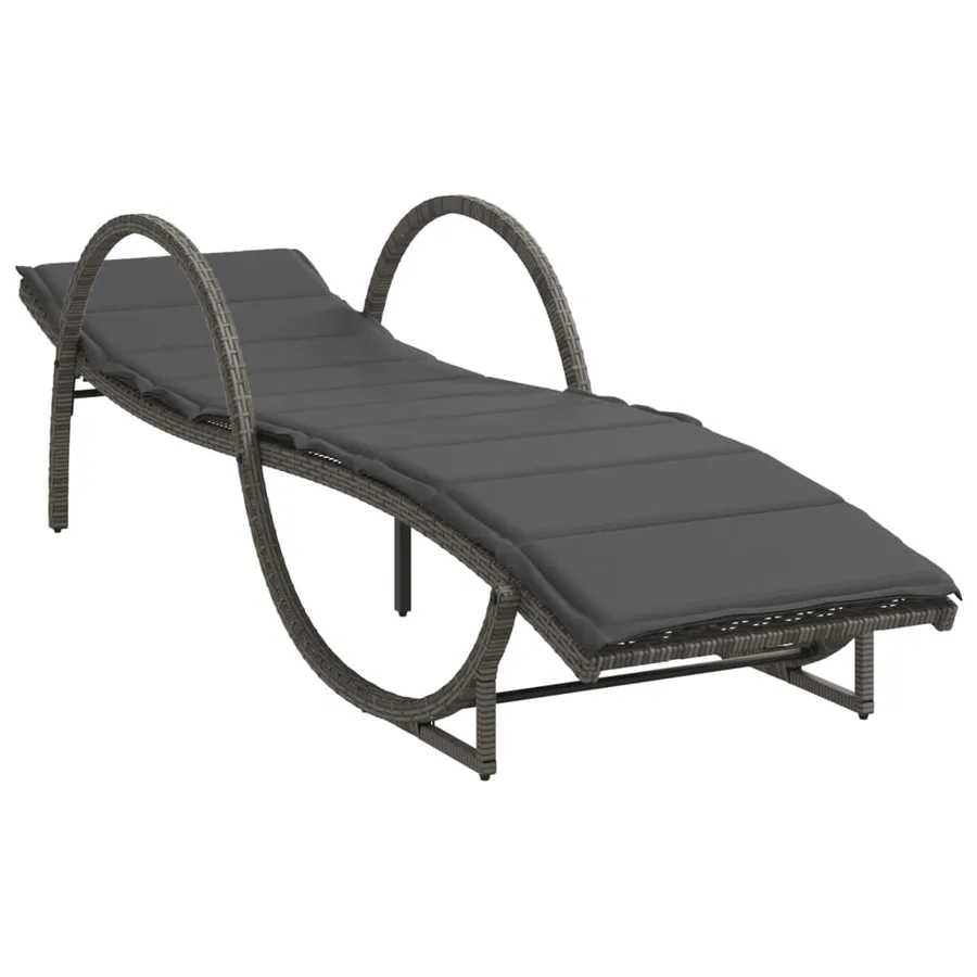 Chaises longues lot de 2 avec coussins gris résine tressée - 3