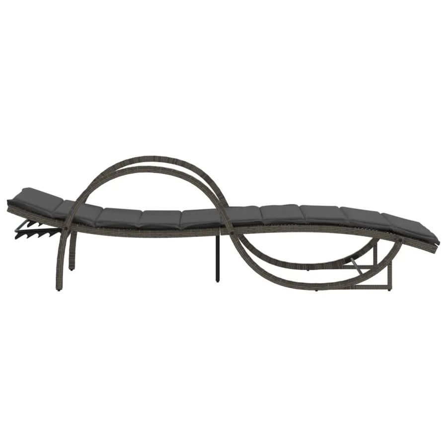 Chaises longues lot de 2 avec coussins gris résine tressée - 5