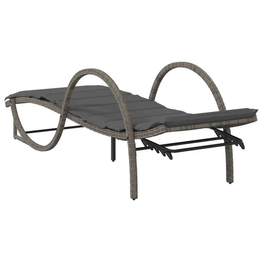 Chaises longues lot de 2 avec coussins gris résine tressée - 6