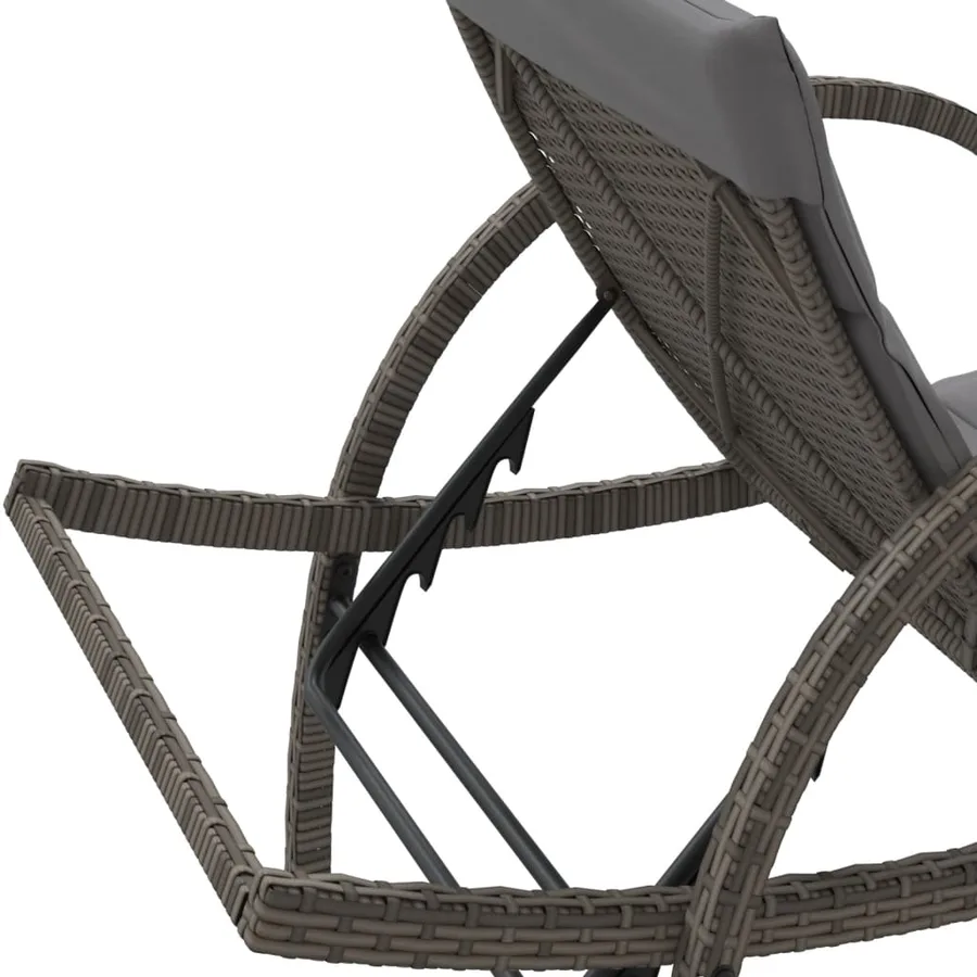 Chaises longues lot de 2 avec coussins gris résine tressée - 8