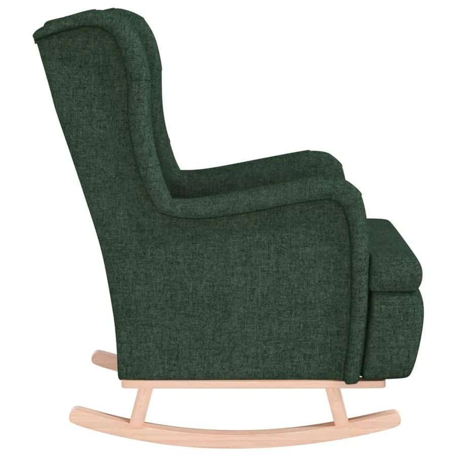 Fauteuil avec pieds à bascule en bois d'hévéa Vert foncé Tissu - 4