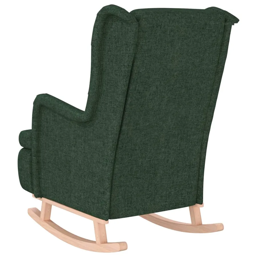 Fauteuil avec pieds à bascule en bois d'hévéa Vert foncé Tissu - 5