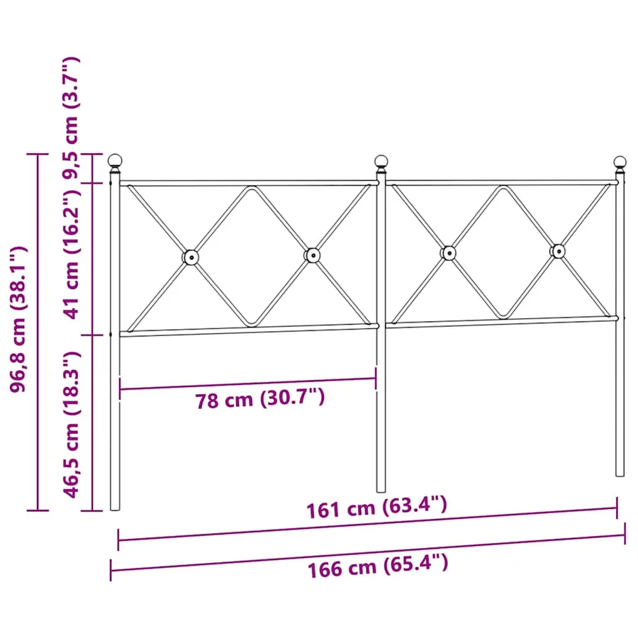 Tête de lit de remplacement métal noir 160 cm - 6