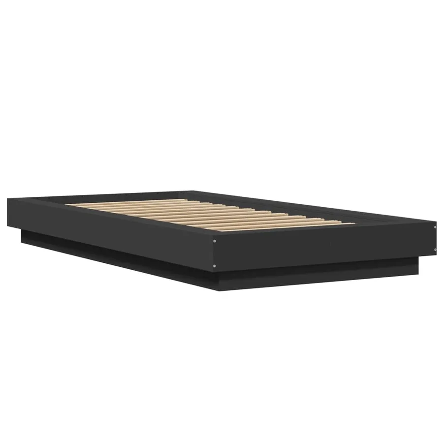 Cadre de lit avec lumières LED sans matelas noir 100x200 cm - 3